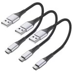 USB Cable for Fast Charging 1m 3A Silk Screen Printed Data Cables Compatible Mobile Phones Smart Watches Power Banks PVC Android