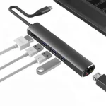 High Quality 5-in-1 USB Type C Hub for HDMI 4K30HZ 3x USB3.0 5Gbps RJ45 LAN 1000Mbps Adapter for Laptop PCS OTG Interface 100W