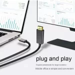 Type C to Displayport Cable 4K 60Hz 2m Usb c to Display Port Cable HDTV for Mobile Laptops Hosts Televisions