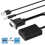 1080P VGA 3.5mm audio PVC male to VGA female HDTV adapter stereo for PC laptop to HDTV projector home packaging