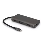 9-in-1 4K Ultra HD Type-C Hub Network SDTF Converter Card Reader Adapter, with PD USB, suitable for laptops and mobile phone docking stations.