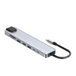 8 in 1 TYPE C Hub HDMI 4K 30HZ USB3.0 SD/TF Card RJ45 LAN 100Mbps Aluminum Alloy Multi Port USB Splitter In-Stock USB-C Hub